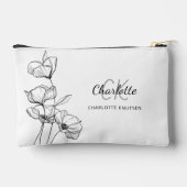 ワイルドフラワーラインアートシンプルモノグラム名 アクセサリーポーチ (裏面)