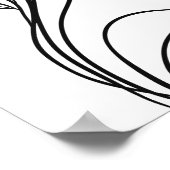 ワイルドフラワーラインアートブラック&ホワイトボタニカル ポスター (角)