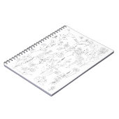 ワイルドフラワーラインスケッチ白黒 ノートブック (左側)