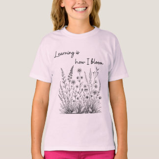 ワイルドフラワーライン学スケッチの方法開花 Tシャツ