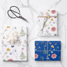 ワイルドフラワーラッピング紙フラットシートセット3 ラッピングペーパーシート