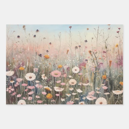 ワイルドフラワーラッピング紙フラットセット3 ラッピングペーパーシート (正面3)