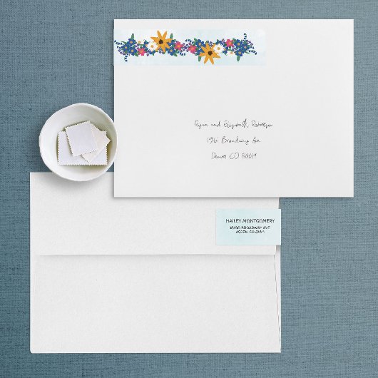 ワイルドフラワーラップアラウンド住所 シール ラップアラウンド宛名ラベル