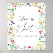 ワイルドフラワーラブはスイートプレゼントをお取りくださいサイン ポスター (正面)