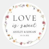 ワイルドフラワーラブは甘い結婚式の引き出物 ラウンドシール (正面)