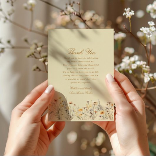 ワイルドフラワーラブイズイン開花ブライダルシャワー サンキューカード