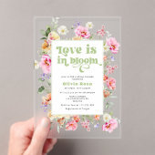 ワイルドフラワーラブイン開花ガーデンブライダルシャワー アクリル招待状 (インサイチュ (ポータブル))