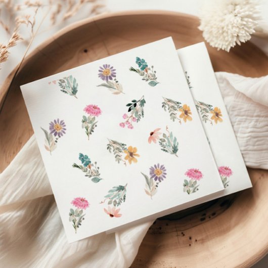 ワイルドフラワーラブイン開花ブライダルシャワー スタンダードカクテルナプキン