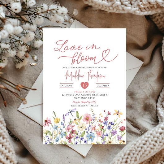 ワイルドフラワーラブイン開花ブライダルシャワー 招待状