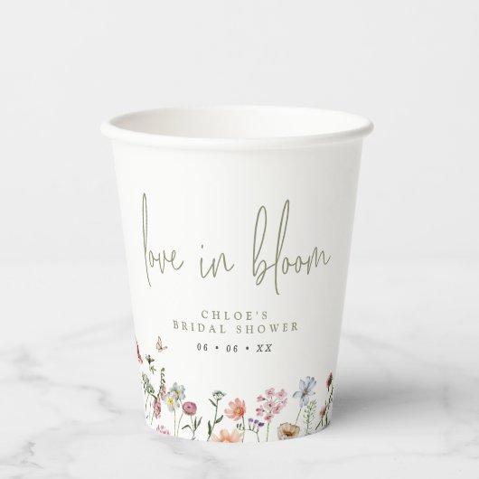ワイルドフラワーラブイン開花ブライダルシャワー 紙コップ (正面)