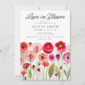 ワイルドフラワーラブイン開花写真ブライダルシャワー 招待状 (正面)