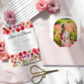 ワイルドフラワーラブイン開花写真ブライダルシャワー 招待状