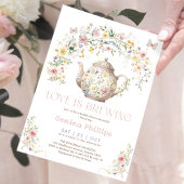 ワイルドフラワーラブズブルーイングティーパーティーブライダルシャワー 招待状