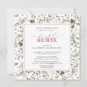 ワイルドフラワーラブズベリースイートレッドブライダルシャワー 招待状 (正面)