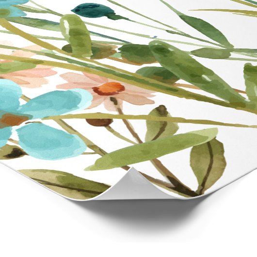 ワイルドフラワーラブ開花ブライダルシャワーウェルカムサイン ポスター (角)