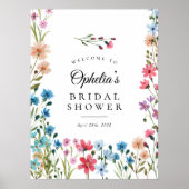 ワイルドフラワーラブ開花ブライダルシャワーウェルカムサイン ポスター (正面)