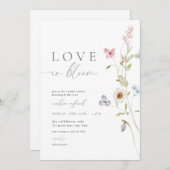 ワイルドフラワーラブ開花ブライダルシャワー招待 招待状 (正面/裏面)