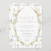 ワイルドフラワーラブ開花ブライダルシャワー招待 招待状 (正面/裏面)