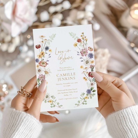 ワイルドフラワーラブ開花ブライダルシャワー招待 招待状