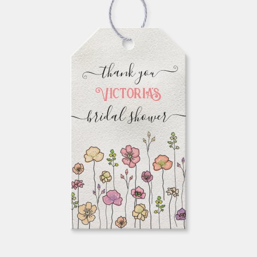 ワイルドフラワーラブ開花ブライダルシャワー ギフトタグ (正面)