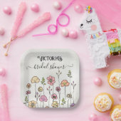 ワイルドフラワーラブ開花ブライダルシャワー ペーパープレート (パーティー)