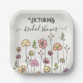 ワイルドフラワーラブ開花ブライダルシャワー ペーパープレート (正面)