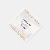 ワイルドフラワーラベンダーとイエロー結婚フローラ スタンダードカクテルナプキン (角)