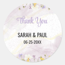 ワイルドフラワーラベンダーとイエロー結婚フローラ ラウンドシール