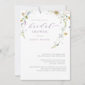 ワイルドフラワーラベンダーシンプルフローラブライダルシャワー 招待状 (正面)