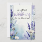 ワイルドフラワーラベンダーブルーフローラベビーシャワー 招待状 (裏面)