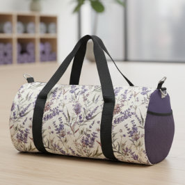 ワイルドフラワーラベンダーボホボタニカルフラワー ダッフルバッグ