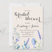 ワイルドフラワーラベンダー及びアイボリーブライダルシャワー 招待状 (正面)
