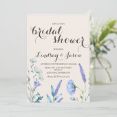 ワイルドフラワーラベンダー及びアイボリーブライダルシャワー 招待状 (スタンド正面)