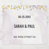 ワイルドフラワーラベンダー結婚とイエロー スパークリングワインラベル (シングルラベル)