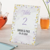 ワイルドフラワーラベンダー結婚とヤローのテーブル番号 台座サイン (インサイチュ)