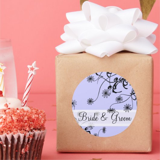 ワイルドフラワーラベンダー薄紫ペリウィンクル結婚ズ ラウンドシール (パーティー)