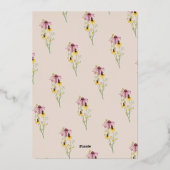 ワイルドフラワーランジェリーシャワー素朴バラ金ゴールド 箔招待状 (裏面)