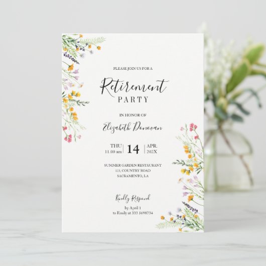 ワイルドフラワーリタイアメントパーティの招待状 招待状 (スタンド正面)
