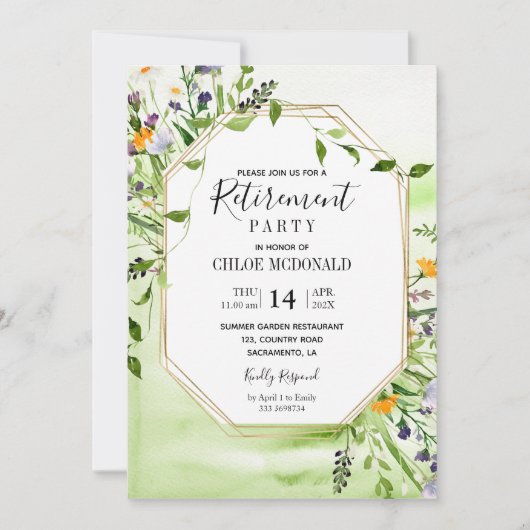 ワイルドフラワーリタイアメントパーティの招待状  招待状 (正面)