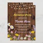 ワイルドフラワーリタイアメントパーティー退職した招待状 招待状 (正面/裏面)