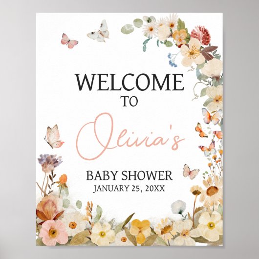 ワイルドフラワーリトルバタフライベビーシャワーへようこそ ポスター (正面)
