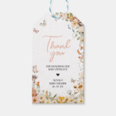 ワイルドフラワーリトルバタフライベビーシャワーメッセージカード ギフトタグ (正面)