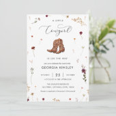 ワイルドフラワーリトル女性のカーボーイウェスタンガールベビーシャワー 招待状 (スタンド正面)