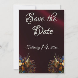 ワイルドフラワーリボン&フォト – Burgundy セーブザデート