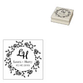 ワイルドフラワーリースとイニシャルfor 結婚の ラバースタンプ (押印)