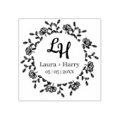 ワイルドフラワーリースとイニシャルfor 結婚の ラバースタンプ (インプリント)