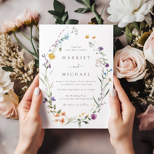 ワイルドフラワーリースのウェディング 招待状