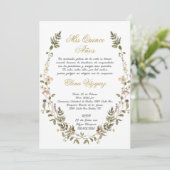 ワイルドフラワーリースのキンセアニエラ招待状 招待状 (スタンド正面)