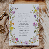 ワイルドフラワーリースエレガント庭園の結婚式 招待状