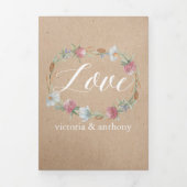 ワイルドフラワーリースオンクラフトカントリーウェディングスイート 三つ折り招待状 (カバー)